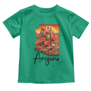 Arizona Map Blooming Cactus Flowers Gift Toddler T Shirt TS12 Irish Green Print Your Wear