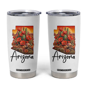 Arizona Map Blooming Cactus Flowers Gift Tumbler Cup TS12 White Print Your Wear