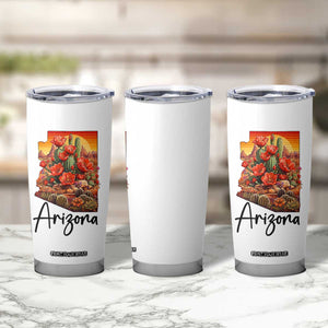 Arizona Map Blooming Cactus Flowers Gift Tumbler Cup TS12 Print Your Wear