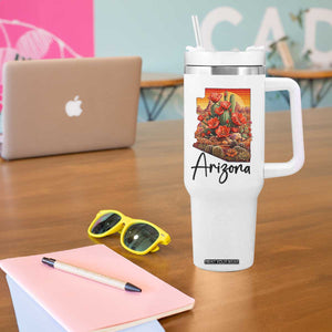 Arizona Map Blooming Cactus Flowers Gift Tumbler With Handle TS12 Print Your Wear