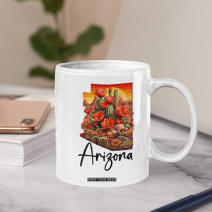 Arizona Map Blooming Cactus Flowers Gift Coffee Mug TS12 Print Your Wear