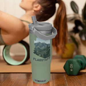 San Francisco Peaks Flagstaff Arizona Flip Straw Tumbler Vintage Mountain Landscape Gift TS12 One Size: 30 oz Moss Green Print Your Wear