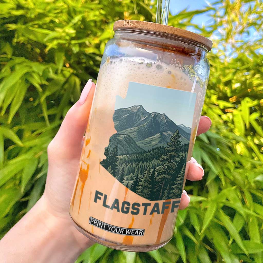 San Francisco Peaks Flagstaff Arizona Glass Can Vintage Mountain Landscape Gift TS12 Black Print Your Wear