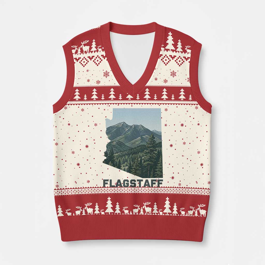 San Francisco Peaks Flagstaff Arizona V-Neck Knit Sweater Vest Vintage Mountain Landscape Gift TS12 Beige Red Print Your Wear