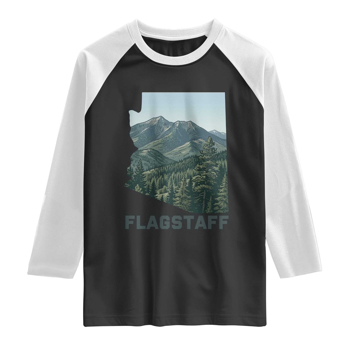 San Francisco Peaks Flagstaff Arizona Raglan Shirt Vintage Mountain Landscape Gift TS12 Black White Print Your Wear