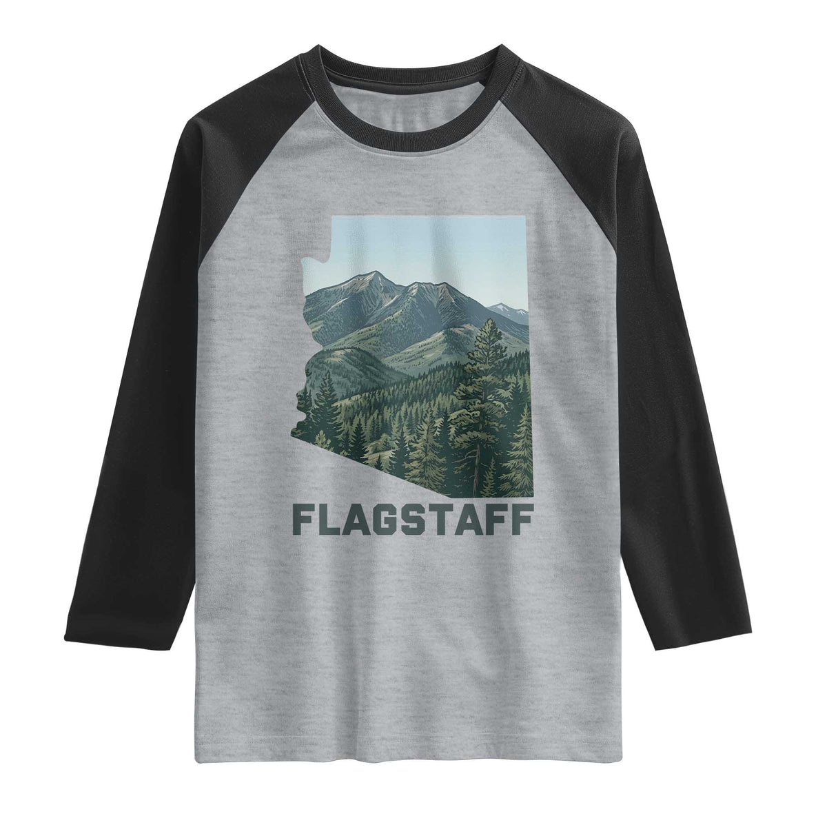 San Francisco Peaks Flagstaff Arizona Raglan Shirt Vintage Mountain Landscape Gift TS12 Heather Gray Black Print Your Wear