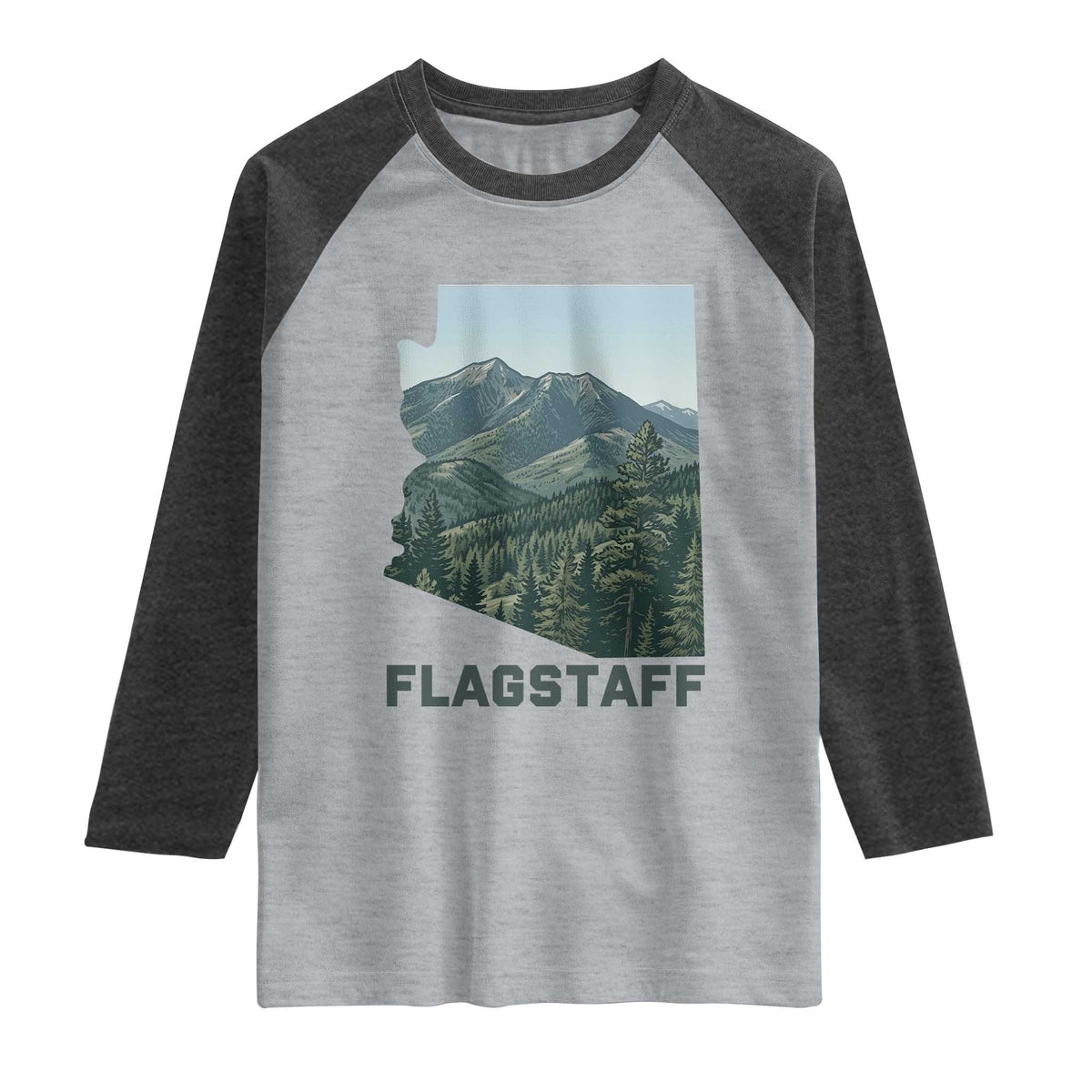 San Francisco Peaks Flagstaff Arizona Raglan Shirt Vintage Mountain Landscape Gift TS12 Heather Gray Heather Charcoal Print Your Wear