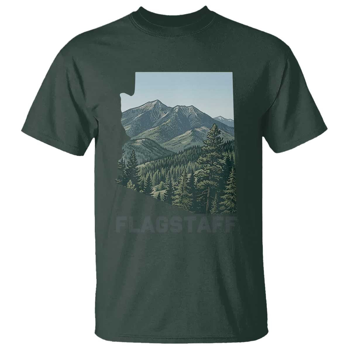 San Francisco Peaks Flagstaff Arizona T Shirt Vintage Mountain Landscape Gift TS12 Dark Forest Green Print Your Wear
