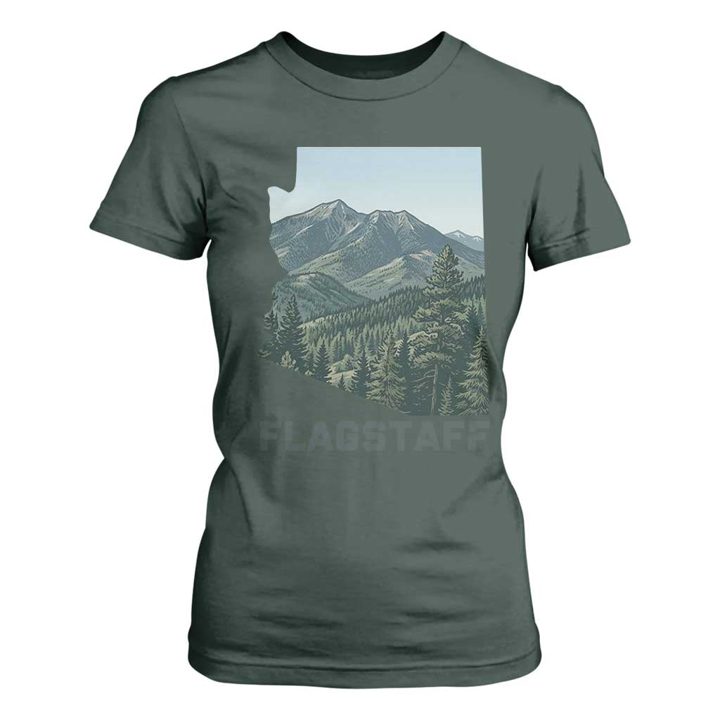 San Francisco Peaks Flagstaff Arizona T Shirt For Women Vintage Mountain Landscape Gift TS12 Dark Forest Green Print Your Wear