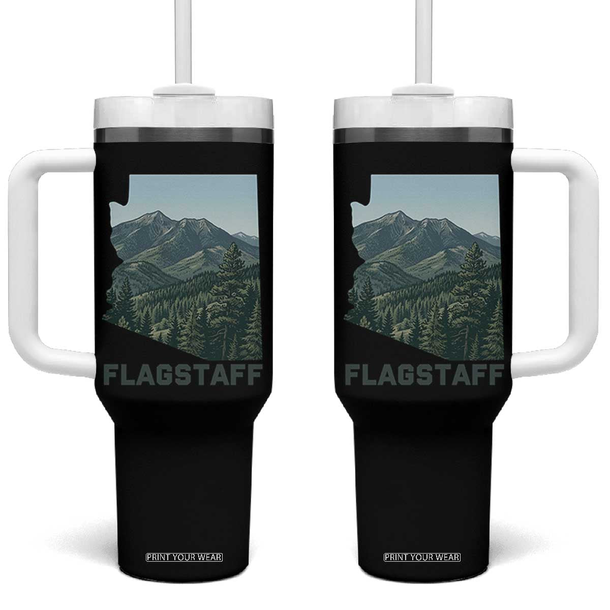 San Francisco Peaks Flagstaff Arizona Tumbler With Handle Vintage Mountain Landscape Gift TS12 One Size: 40 oz Black Print Your Wear