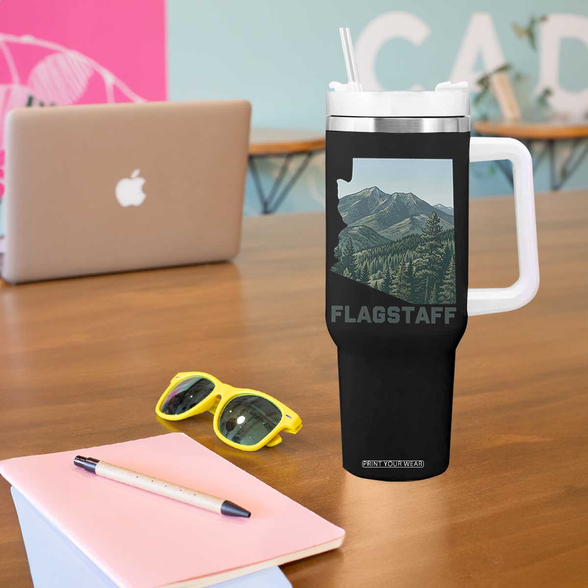 San Francisco Peaks Flagstaff Arizona Tumbler With Handle Vintage Mountain Landscape Gift TS12 Print Your Wear