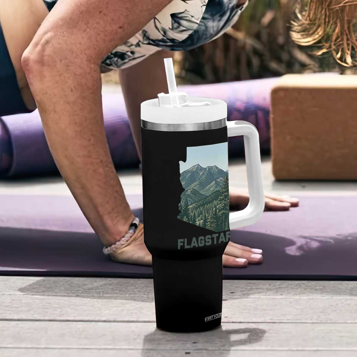 San Francisco Peaks Flagstaff Arizona Tumbler With Handle Vintage Mountain Landscape Gift TS12 Print Your Wear