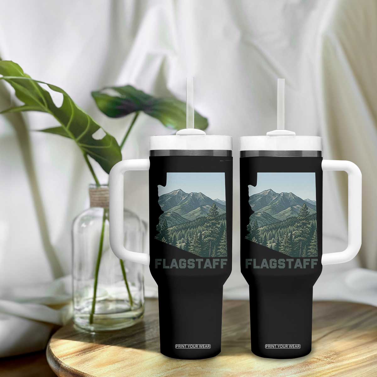 San Francisco Peaks Flagstaff Arizona Tumbler With Handle Vintage Mountain Landscape Gift TS12 Print Your Wear