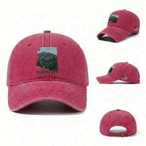 San Francisco Peaks Flagstaff Arizona Washed Cotton Baseball Cap Vintage Mountain Landscape Gift TS12 Washed Cap Universal Fit Red Print Your Wear