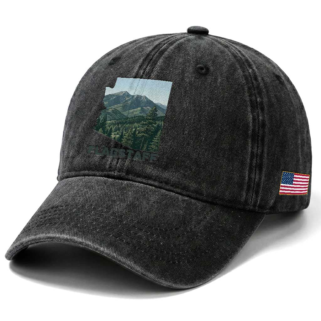 San Francisco Peaks Flagstaff Arizona Washed Cotton Baseball Cap Vintage Mountain Landscape Gift TS12 Print Your Wear