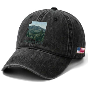 San Francisco Peaks Flagstaff Arizona Washed Cotton Baseball Cap Vintage Mountain Landscape Gift TS12 Print Your Wear