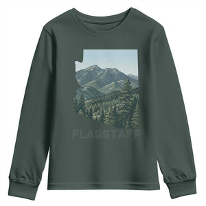 San Francisco Peaks Flagstaff Arizona Youth Sweatshirt Vintage Mountain Landscape Gift TS12 Dark Forest Green Print Your Wear