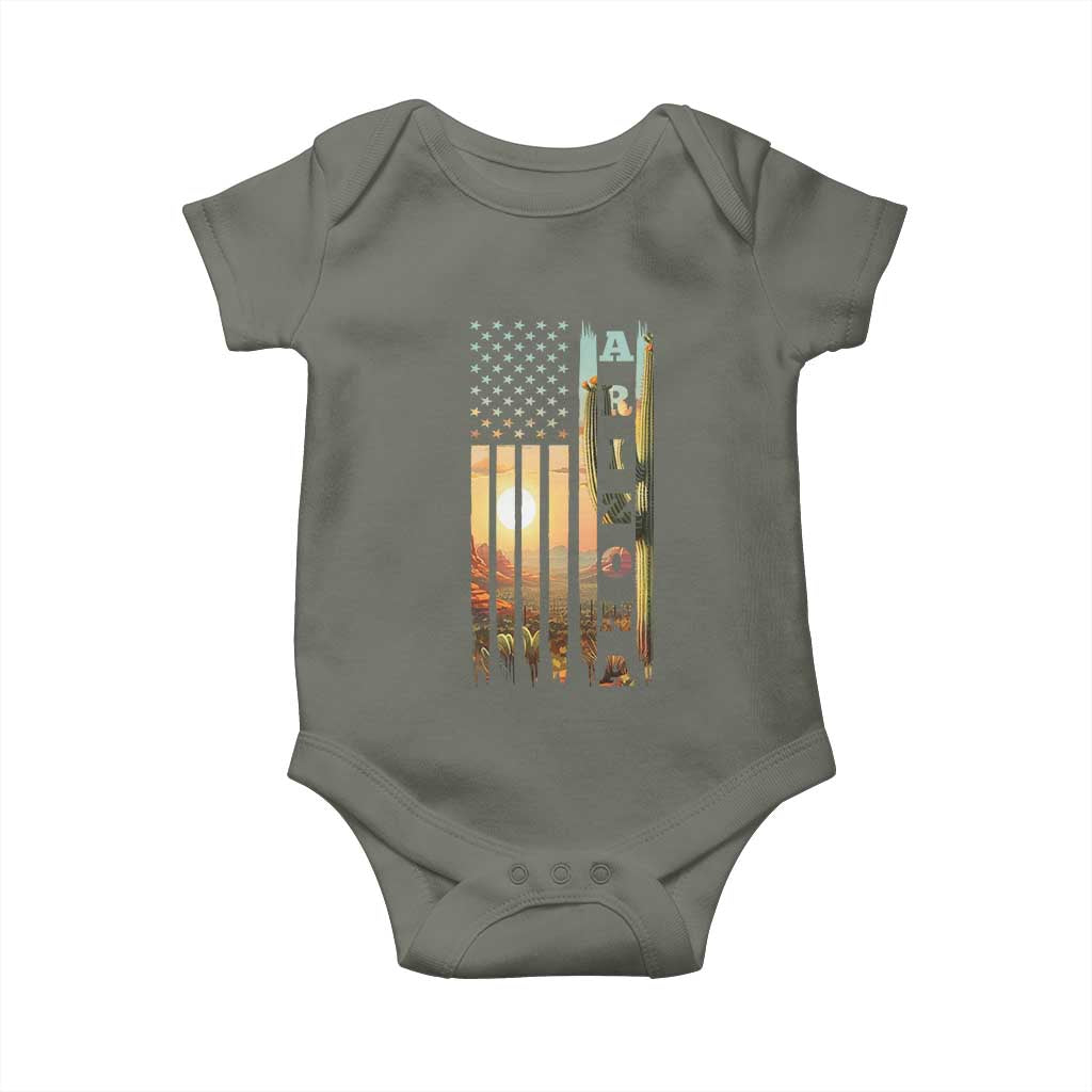 Patriotic Arizona State Flag Baby Onesie Southwest Landscape Gift TS12 Military Green Print Your Wear