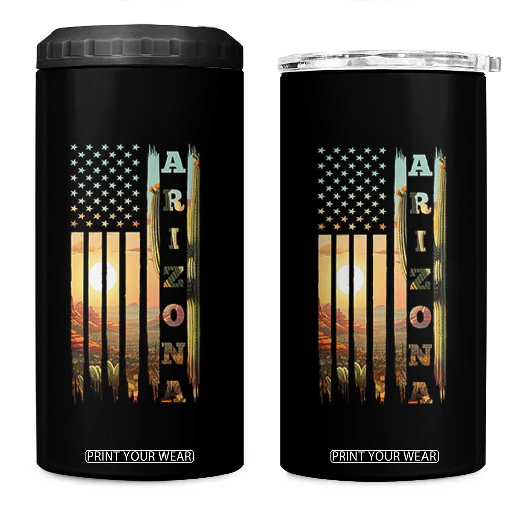 Patriotic Arizona State Flag 4 in 1 Can Cooler Tumbler Southwest Landscape Gift TS12 One Size: 16 oz Black Print Your Wear