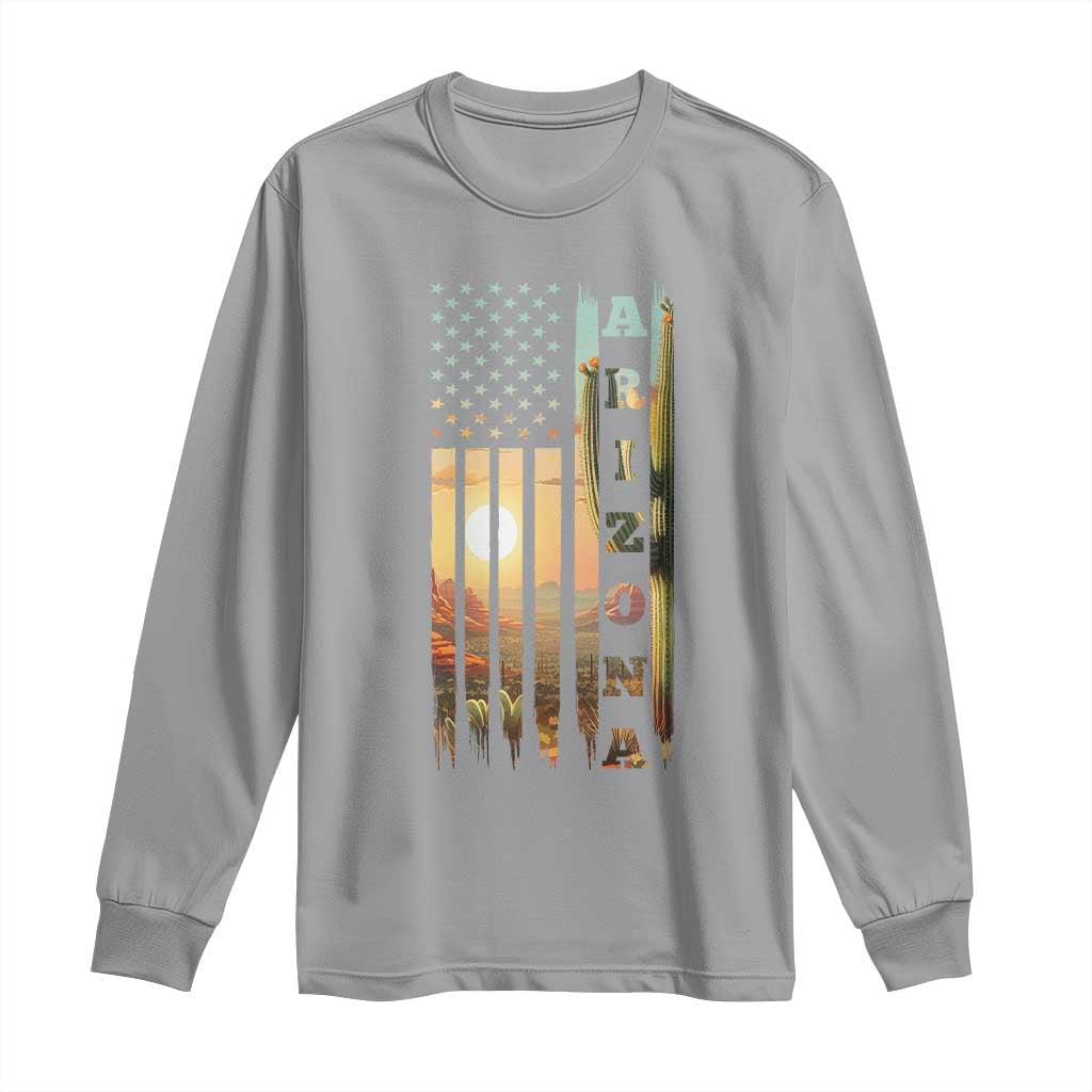 Patriotic Arizona State Flag Long Sleeve Shirt Southwest Landscape Gift TS12 Sport Gray Print Your Wear