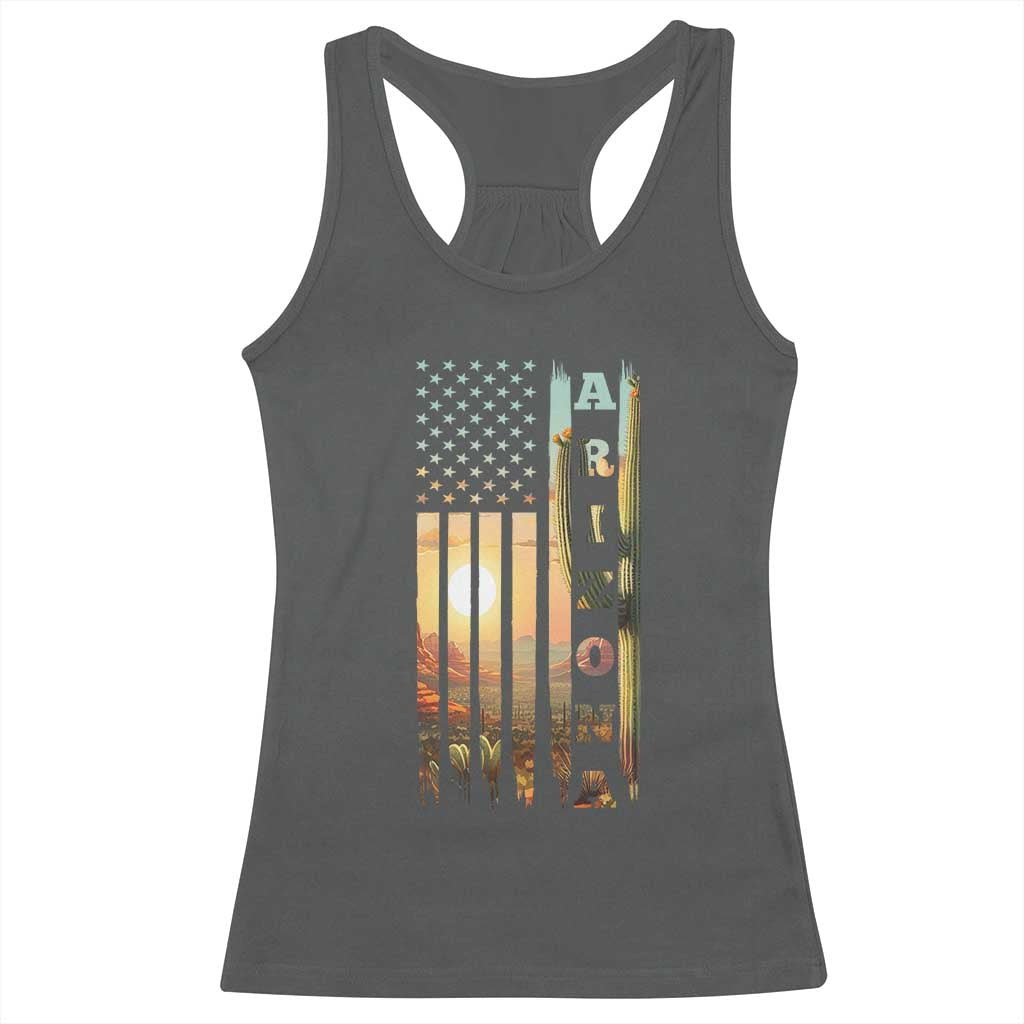 Patriotic Arizona State Flag Racerback Tank Top Southwest Landscape Gift TS12 Dark Heather Print Your Wear