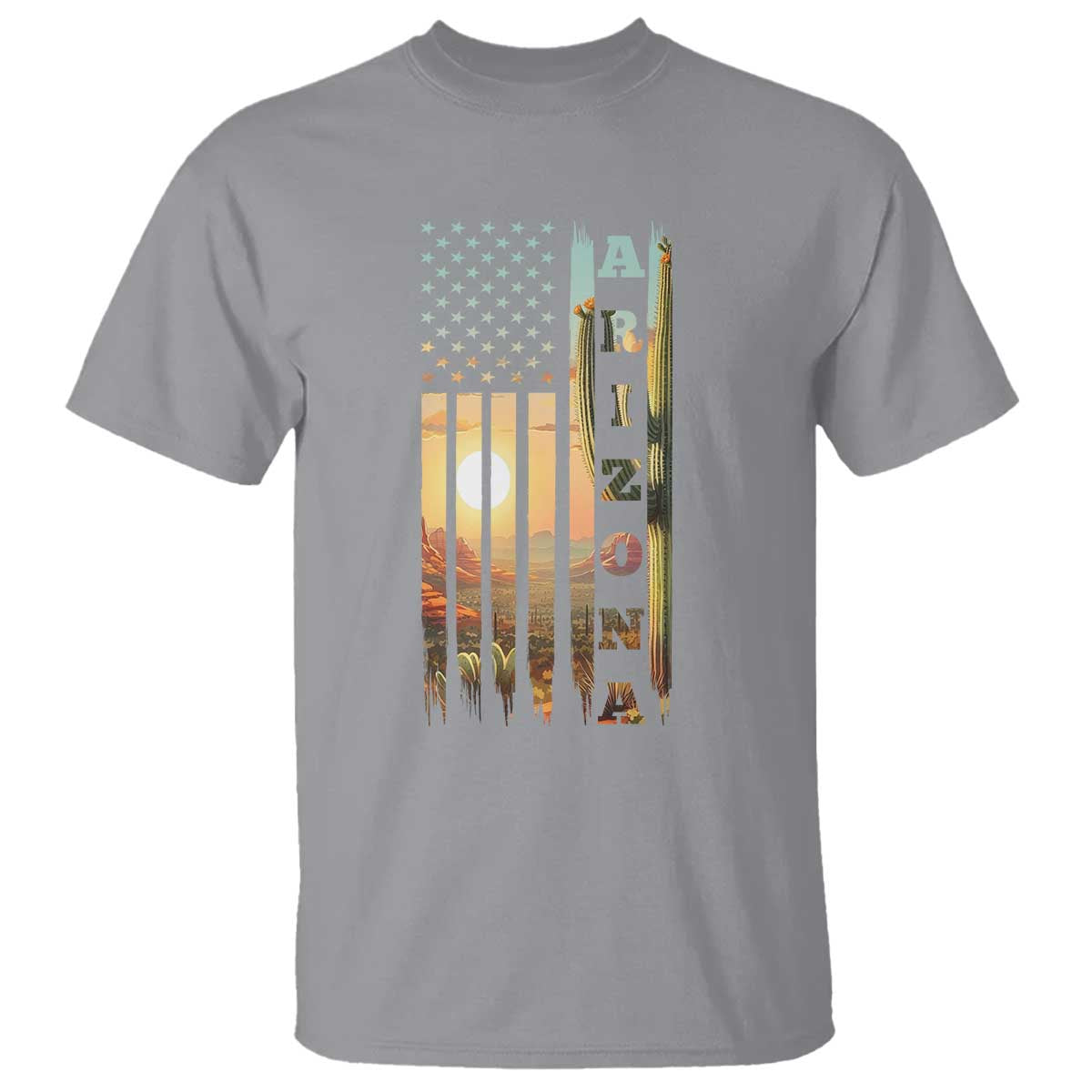 Patriotic Arizona State Flag T Shirt Southwest Landscape Gift TS12 Sport Gray Print Your Wear