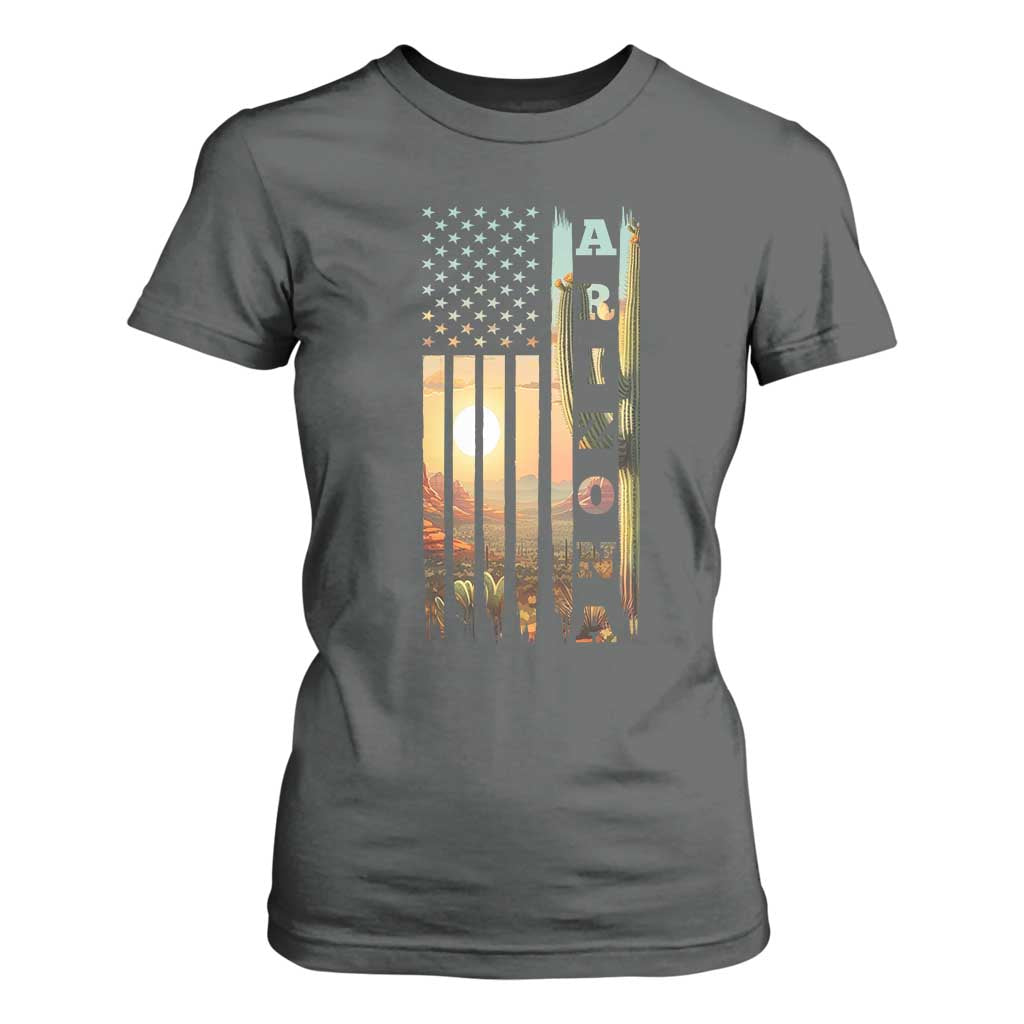 Patriotic Arizona State Flag T Shirt For Women Southwest Landscape Gift TS12 Dark Heather Print Your Wear