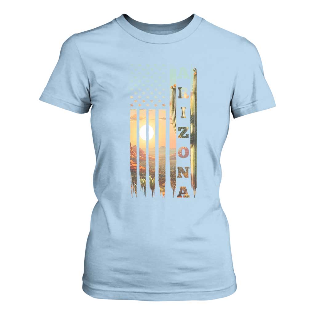 Patriotic Arizona State Flag T Shirt For Women Southwest Landscape Gift TS12 Light Blue Print Your Wear