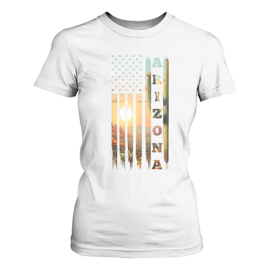 Patriotic Arizona State Flag T Shirt For Women Southwest Landscape Gift TS12 White Print Your Wear