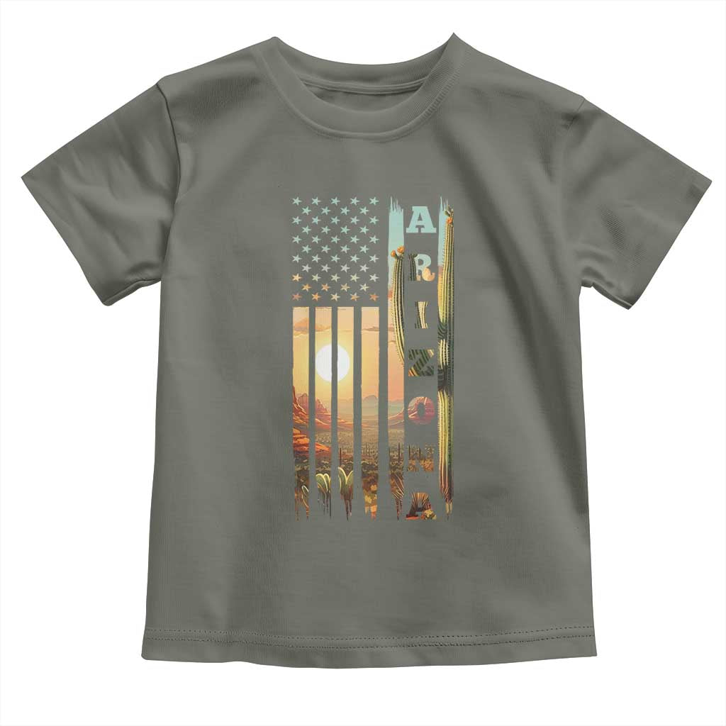 Patriotic Arizona State Flag Toddler T Shirt Southwest Landscape Gift TS12 Military Green Print Your Wear