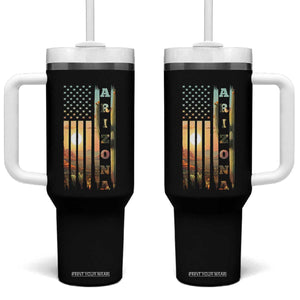 Patriotic Arizona State Flag Tumbler With Handle Southwest Landscape Gift TS12 One Size: 40 oz Black Print Your Wear