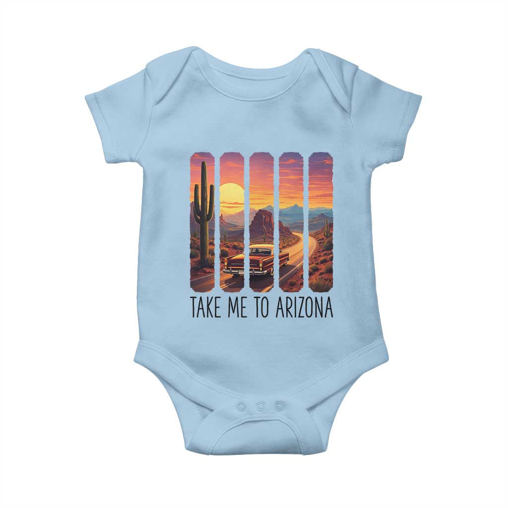 Arizona Desert Cactus Western Adventure Baby Onesie Take Me To AZ TS12 Light Blue Print Your Wear