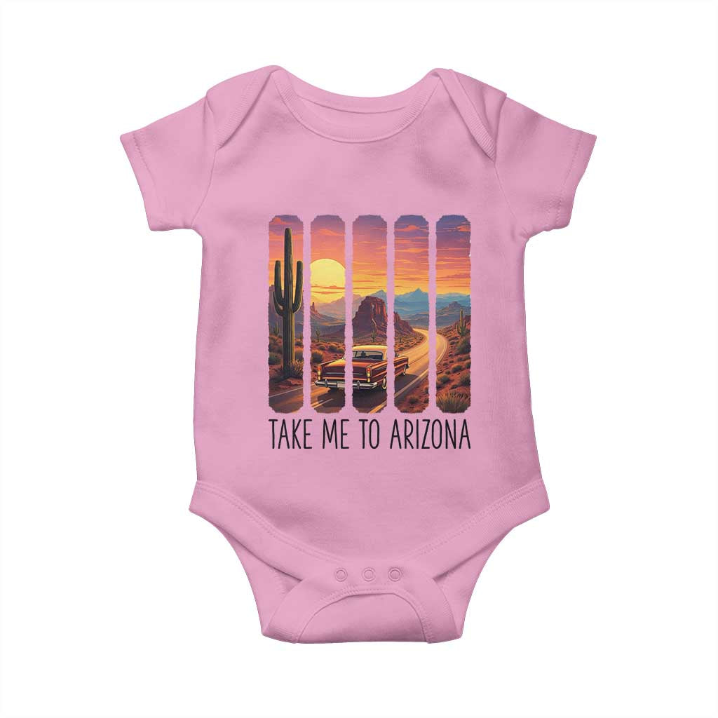 Arizona Desert Cactus Western Adventure Baby Onesie Take Me To AZ TS12 Light Pink Print Your Wear