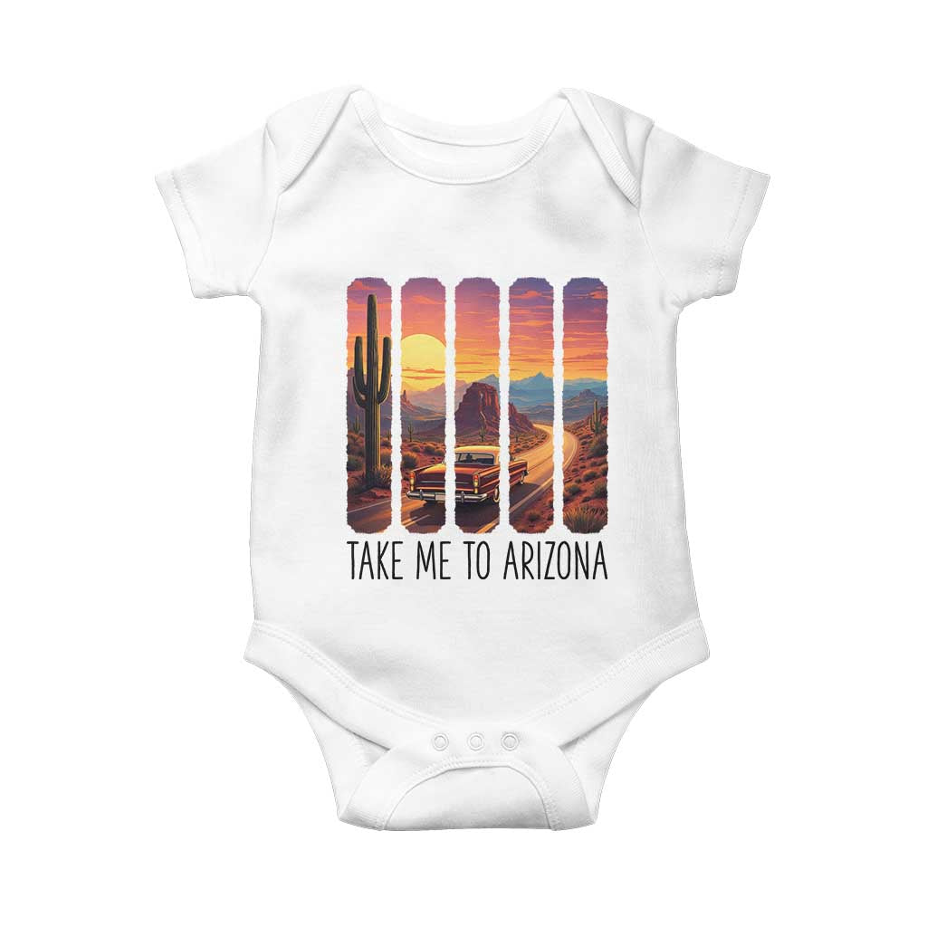 Arizona Desert Cactus Western Adventure Baby Onesie Take Me To AZ TS12 White Print Your Wear