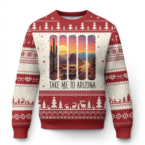 Arizona Desert Cactus Western Adventure Ugly Christmas Sweater Take Me To AZ TS12 Beige Red Print Your Wear