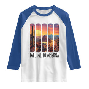 Arizona Desert Cactus Western Adventure Raglan Shirt Take Me To AZ TS12 White Royal Print Your Wear