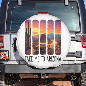 Arizona Desert Cactus Western Adventure Spare Tire Cover Take Me To AZ TS12 No hole White Print Your Wear