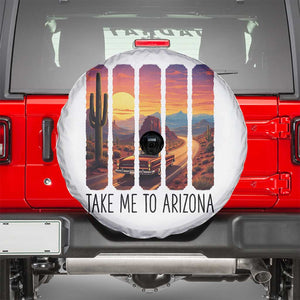 Arizona Desert Cactus Western Adventure Spare Tire Cover Take Me To AZ TS12 White Print Your Wear