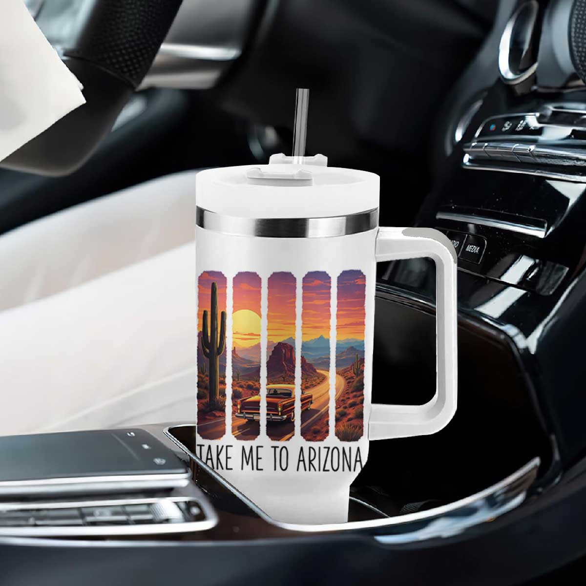 Arizona Desert Cactus Western Adventure Tumbler With Handle Take Me To AZ TS12 Print Your Wear