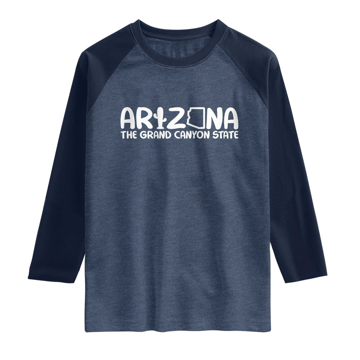 Arizona State Pride Raglan Shirt The Grand Canyon State Souvenir TS12 Heather Denim Navy Print Your Wear
