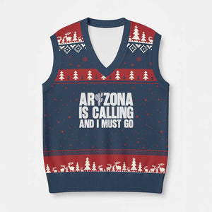 Arizona Is Calling And I Must Go V-Neck Knit Sweater Vest Gift For Arizona Lover TS12 Navy Red Print Your Wear