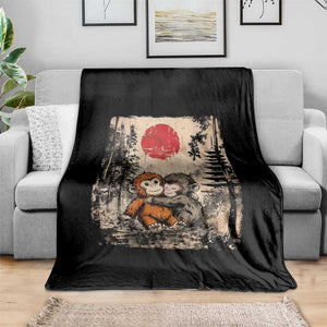 Vintage Japanese Ukiyoe Punch Baby Monkey Throw Blanket Kawaii Animal Gift TS12 Print Your Wear