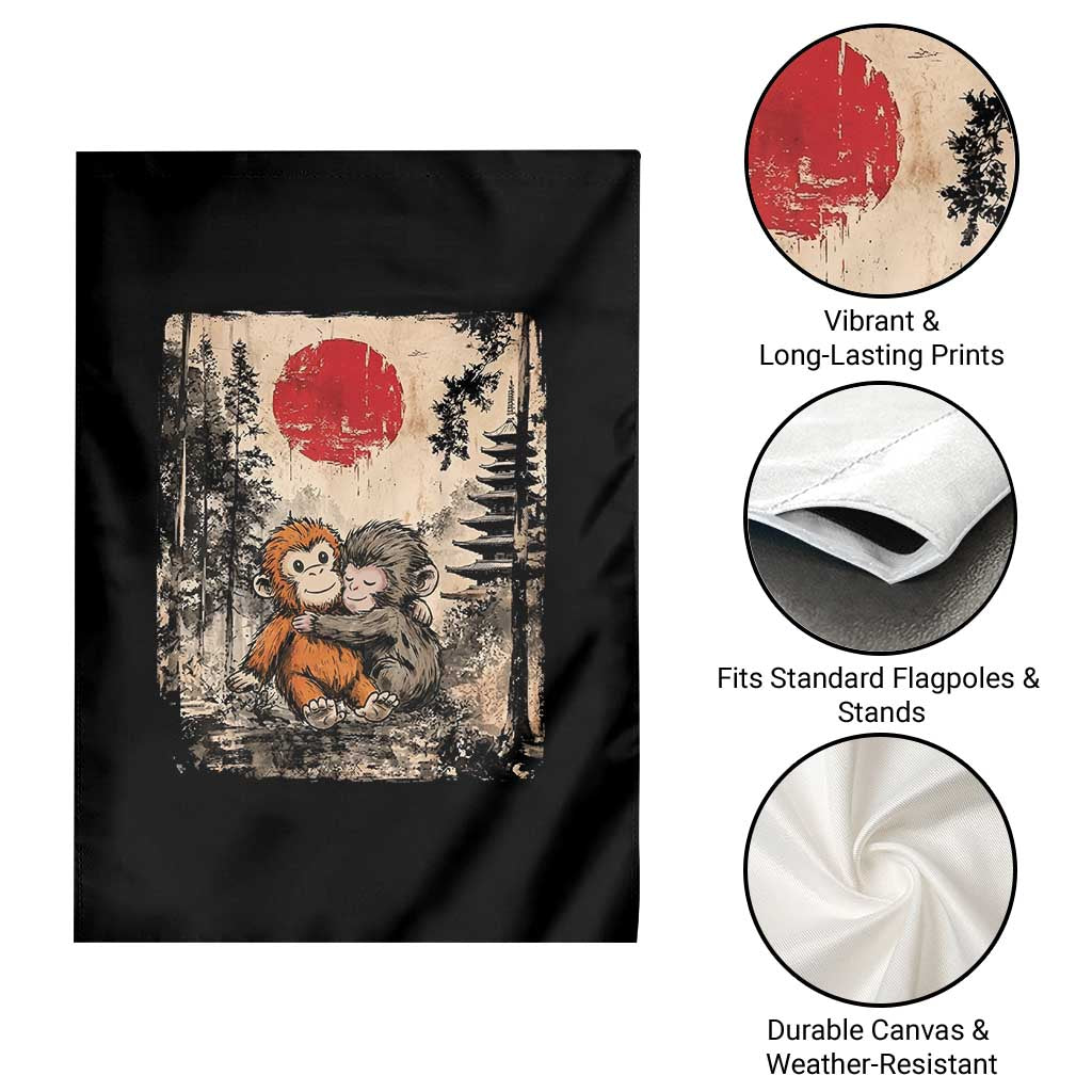 Vintage Japanese Ukiyoe Punch Baby Monkey Garden Flag Kawaii Animal Gift TS12 Print Your Wear