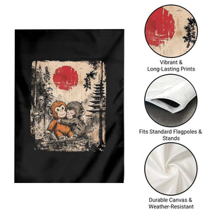 Vintage Japanese Ukiyoe Punch Baby Monkey Garden Flag Kawaii Animal Gift TS12 Print Your Wear