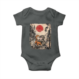 Vintage Japanese Ukiyoe Punch Baby Monkey Baby Onesie Kawaii Animal Gift TS12 Dark Heather Print Your Wear