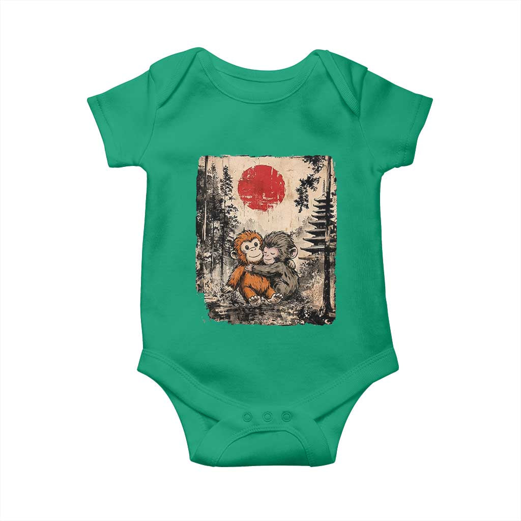 Vintage Japanese Ukiyoe Punch Baby Monkey Baby Onesie Kawaii Animal Gift TS12 Irish Green Print Your Wear
