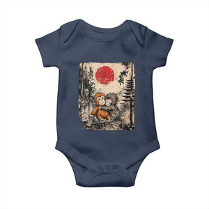 Vintage Japanese Ukiyoe Punch Baby Monkey Baby Onesie Kawaii Animal Gift TS12 Navy Print Your Wear