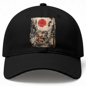 Vintage Japanese Ukiyoe Punch Baby Monkey Baseball Cap Kawaii Animal Gift TS12 Print Your Wear