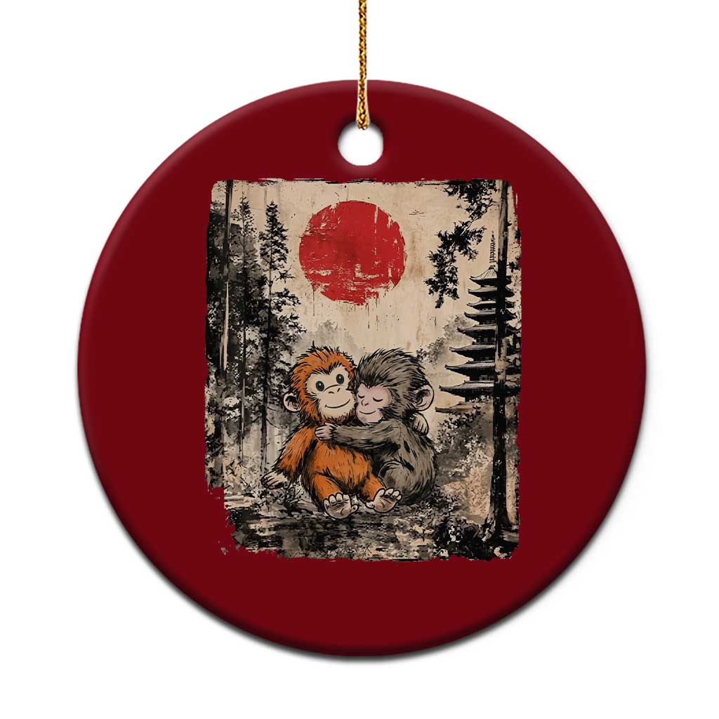 Vintage Japanese Ukiyoe Punch Baby Monkey Ceramic Ornament Kawaii Animal Gift TS12 1pc Red Print Your Wear