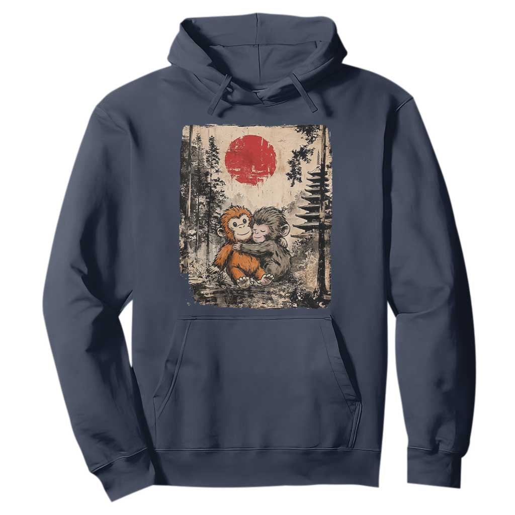 Vintage Japanese Ukiyoe Punch Baby Monkey Hoodie Kawaii Animal Gift TS12 Navy Print Your Wear
